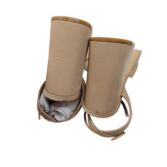 Jeffrey Campbell 9 Beige Nude Platform Sandal Ankle Strap Chunky Minimalist - Picture 3 of 7